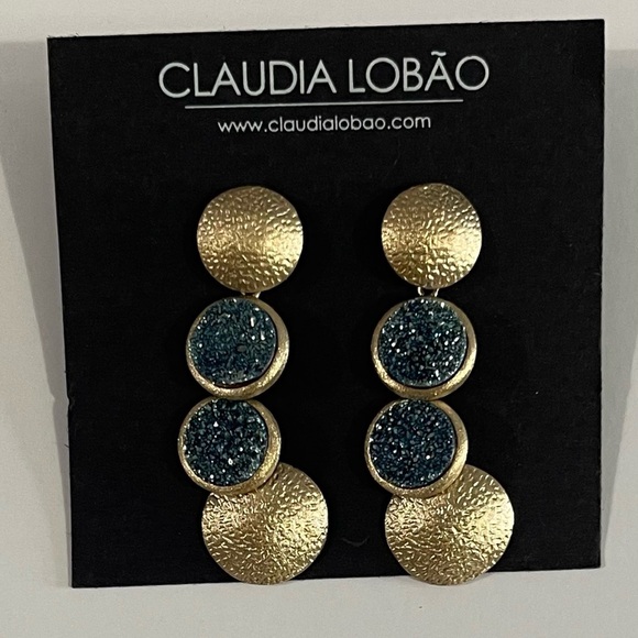 NWT Claudia Labao Gold Textured Earrings - Picture 1 of 3